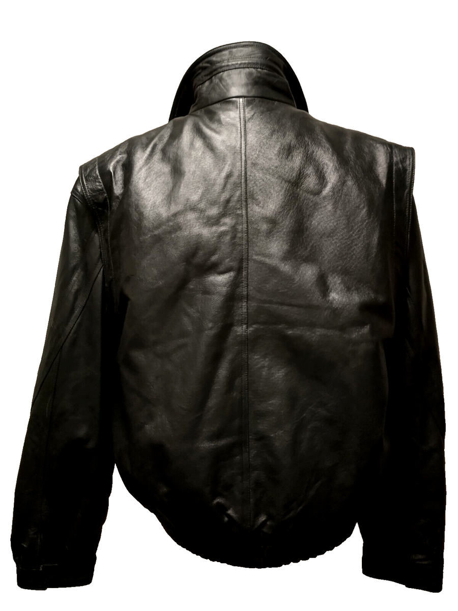 Wilda Men's Black Genuine Leather Zip Out Fur Liner Wilda Men's Black Genuine Leather Zip Out Fur Liner