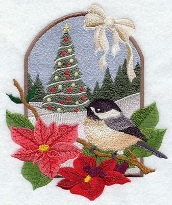 embroidered chickadee sweatshirt