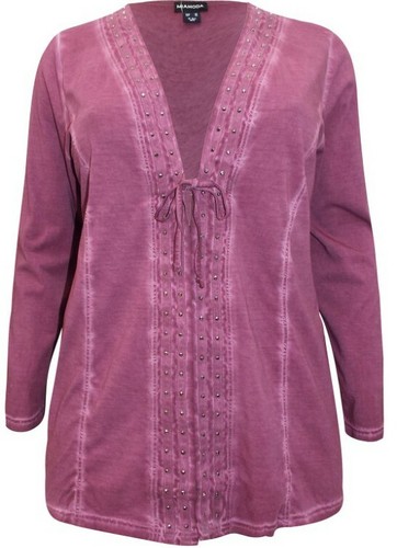 Mia Moda PURPLE Pure Cotton Embellished Trim Tie Front Cardigan Size 18 New