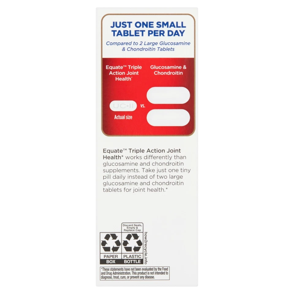 Comprimidos recubiertos Equate Triple Acción Salud Articular 30 Ct, Salud de Articulaciones+ Foto 2 de 4