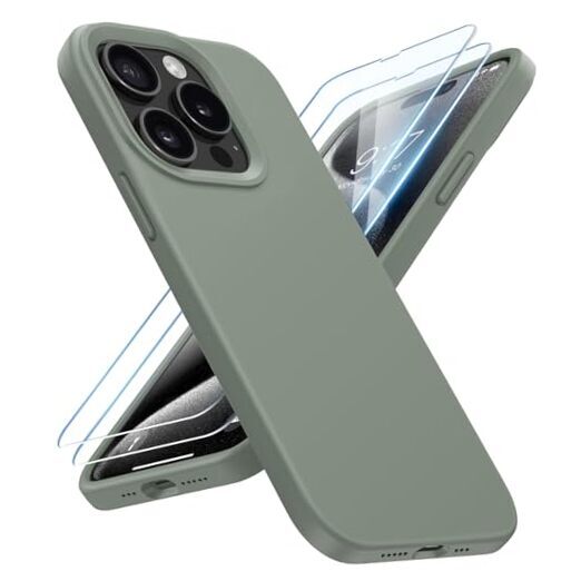 Designed for iPhone 15 Pro Case, Silicone iPhone 15 Pro, 6.1'' Calke Green