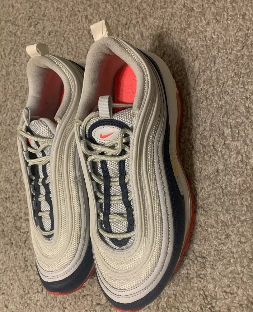 Nike Air Max 97 Women's Sneakers in Pure Platinum Laser Orange Blue Size 8.5