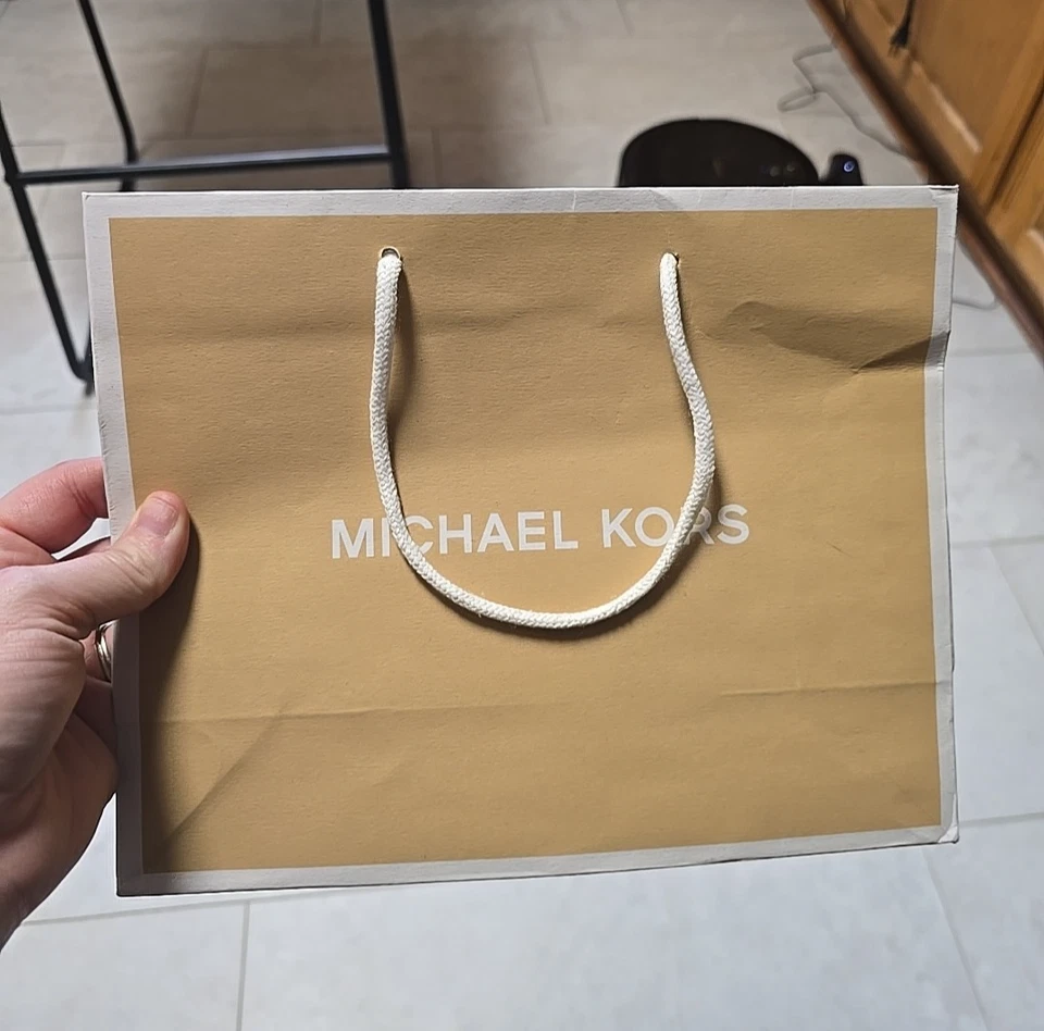 Michael Kors подлинный подпись подарок многоразовый покупки бумаги сумка с короткими ручками 8,5 «x 10» - Изображение 2 из 4