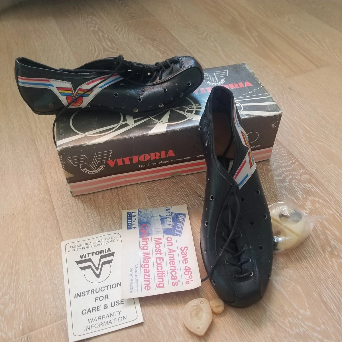 Chaussures Vélo Vintage PINARELLO - Cuir De Kangourou - Taille 43 - Velcro & Lacets - Italie