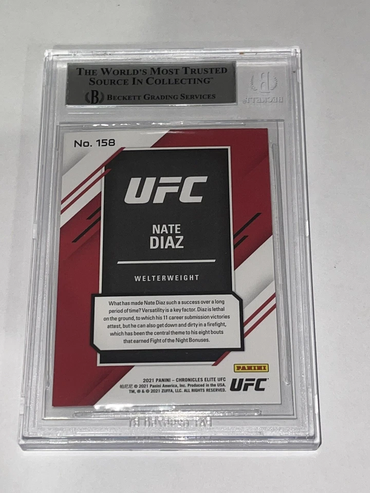 Nate Diaz Signed UFC Elite Card Slabbed Beckett BAS a - Image 2 of 2