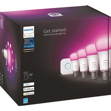 Philips Hue Starter Kit 4 E26 White and Color Ambient Bulbs with Bridge