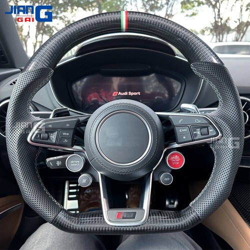 Carbon Fiber Perforated Leather Steering Wheel Fit Audi R8 TT TTS TTRS 2016-2023
