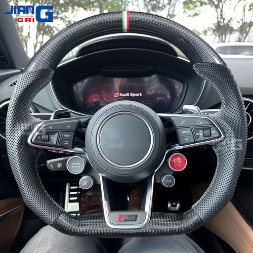 Carbon Fiber Perforated Leather Steering Wheel Fit 2016+ Audi R8 TT TTS TTRS - 第 1/7 張圖片