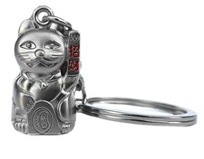 Feng Shui Maneki Neko Lucky Cat key chain ring for wealth luck