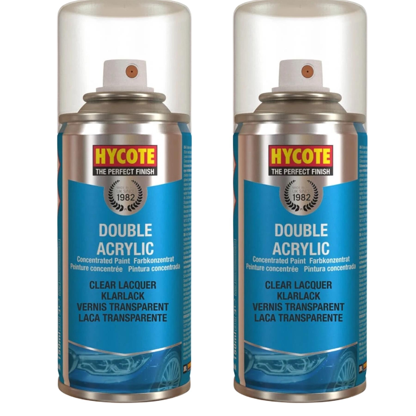 Hycote XDPB908 Clear Spray Lacquer 150ml x 2