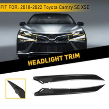 For Toyota Camry 2018-2022 Black Headlight Lamp Eyebrow Molding Trim Cover