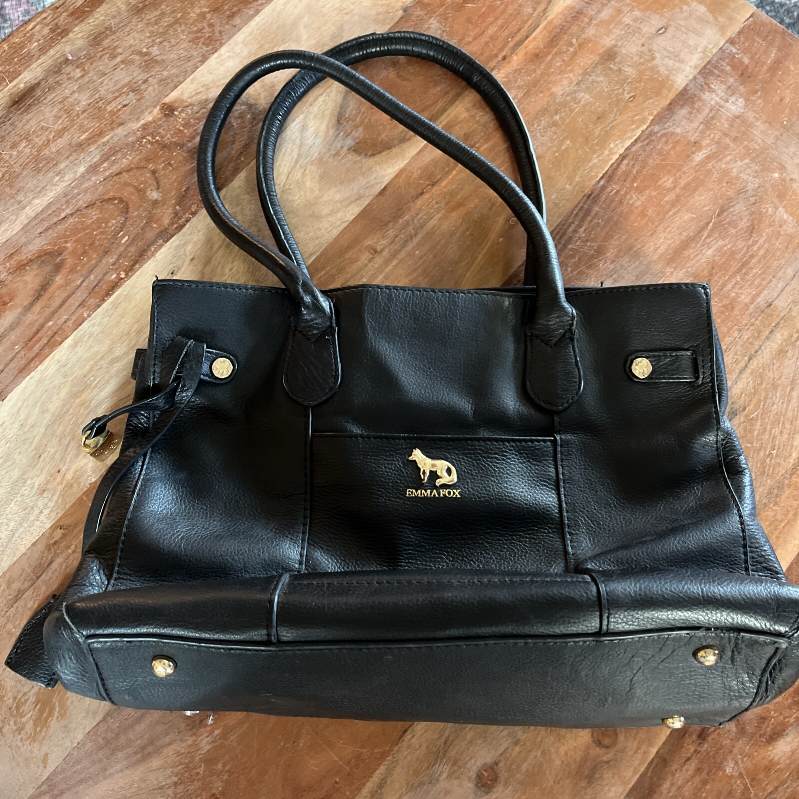 Emma Fox Stylish Black Leather Crossbody Purse