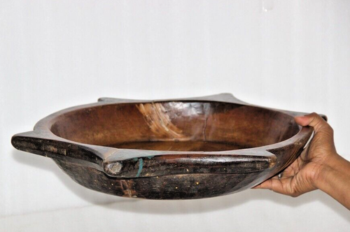 Vintage Wooden Kitchenware Parat Dough Kneading Bowl Original Old hand Carved - Picture 9 of 9