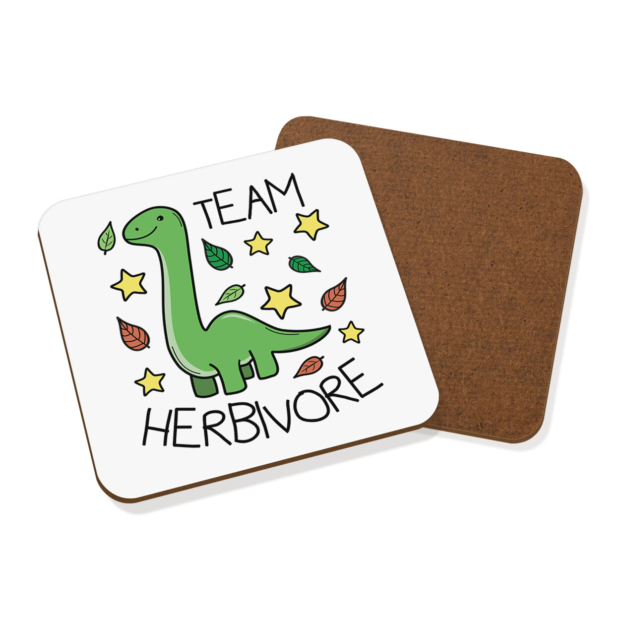 Team Herbivore Dinosaur Coaster Drinks Mat Vegan Vegetarian Joke Healthy