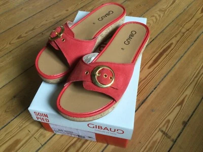 Sandales femme confort Gibaud MASSA T 40 neuves rouges - Photo 1/3