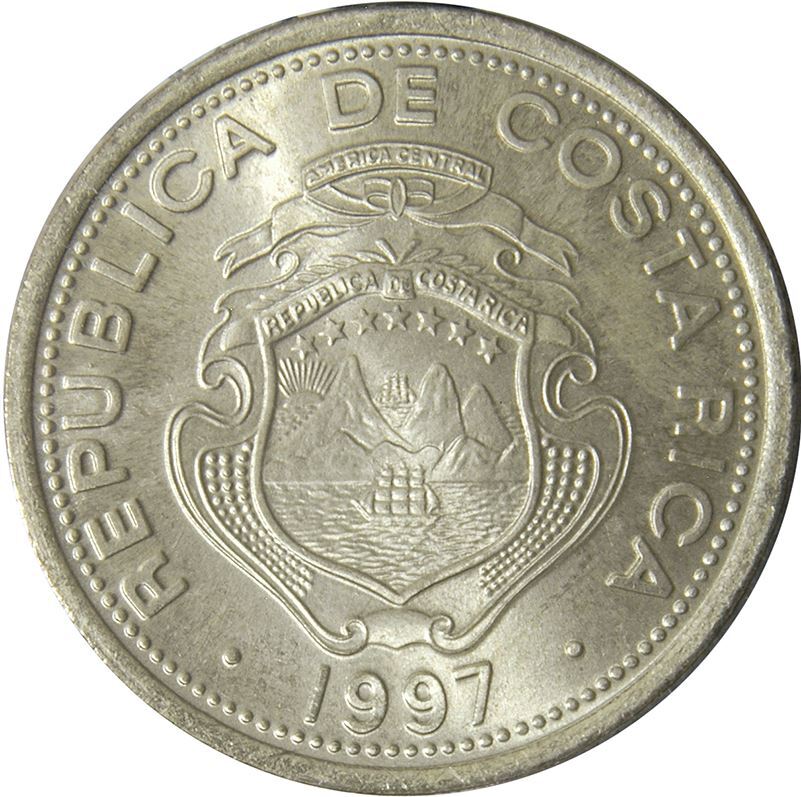 Costa Rica 10 Colones Coin | Stars | Volcno | Ship | Sun | 1997 | eBay