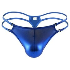 Men's Faux Leather Thongs G String Briefs Shiny Wet Look Underwear Bulge Pouch
