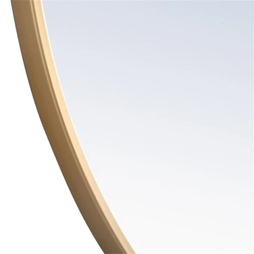 Elegant Decor Rowan 28" Round Metal Frame Hooked Mirror in Brass - Picture 8 of 11