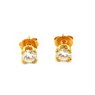 Sterling Silver Gold Vermeil Cubic Zirconia Stud Earrings 925 Pierced Posts — photo 5