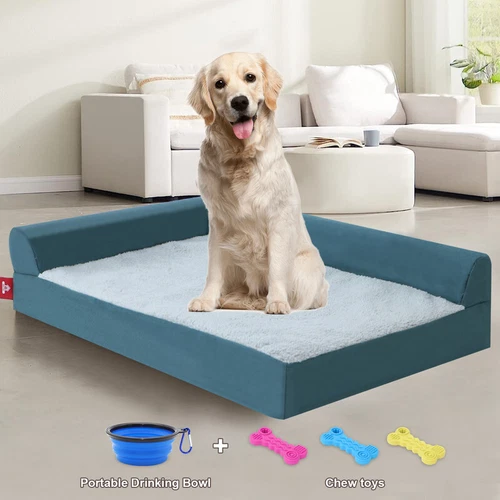 Removable Soft Dog Bed L Shaped Orthopedic Soft Memory Foam Pet Beds Couch Cover - Picture 18 of 29