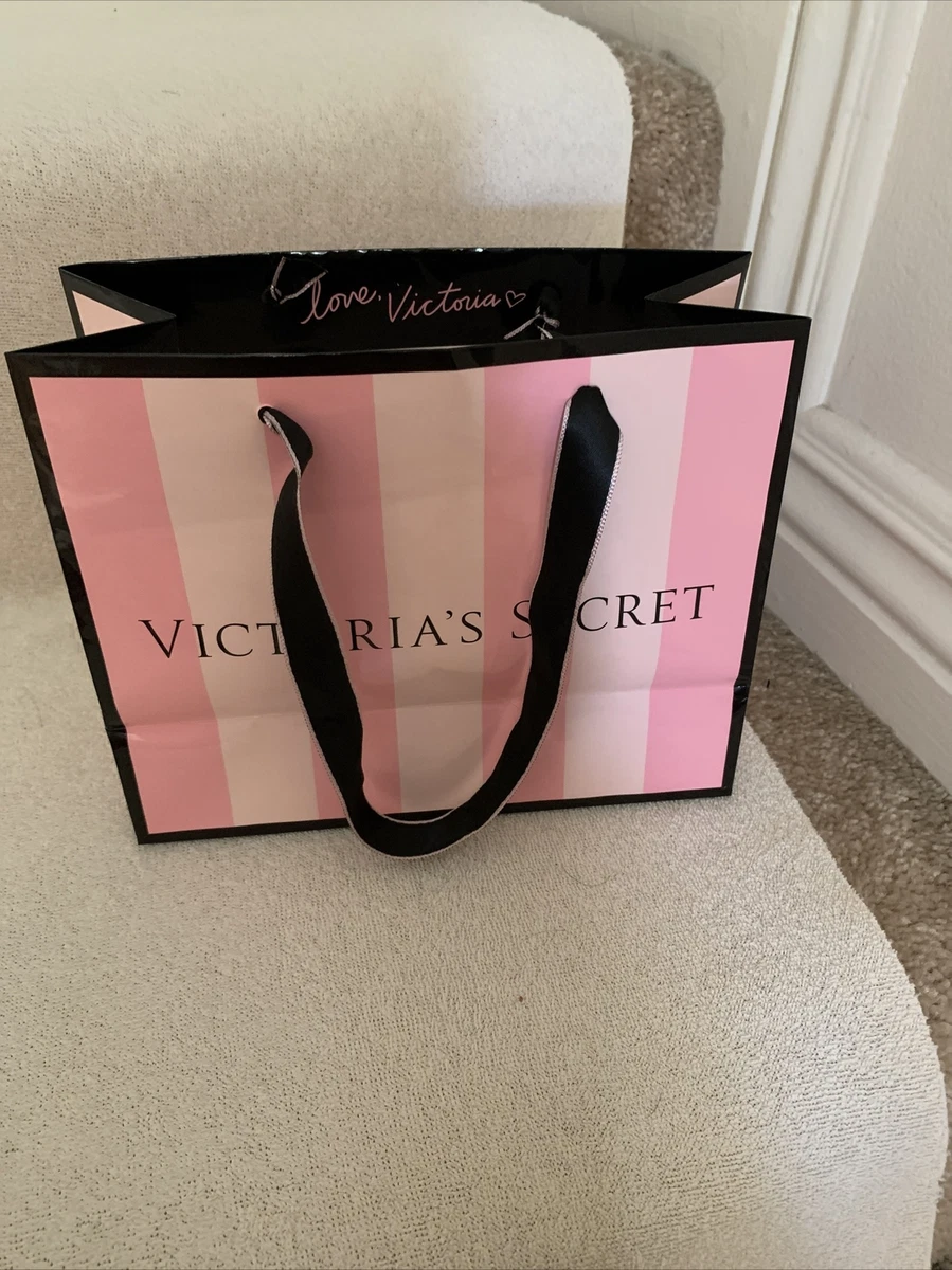 VS Victoria’s Secret Pink Stripe Paper Glossy Empty Gift Bag Small 7.5X  6X3.5