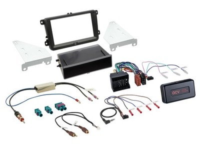 611320-10-5 ACV 2-DIN Kit mit Fach passend für Skoda/VW schwarz 40Pin i-dapter
