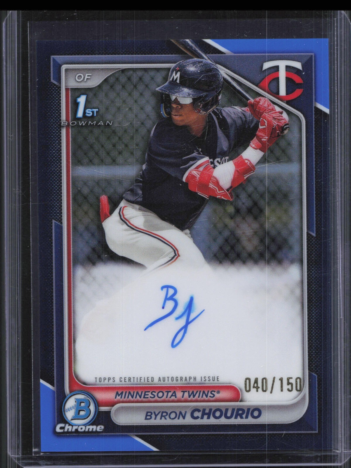 2024 Bowman Chrome Byron Chourio 1st True Blue Refractor Auto /150 Twins