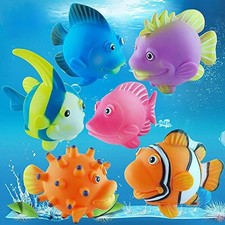 6PCS Rubber Squirting Fish Cute Floating Cartoon Soft Baby Bath Play Water Toys