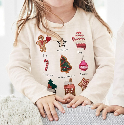 Next Mädchen Shirt Langarmshirt Weihnachten Nikolaus Tannenbaum Weiß Gr 80 86  