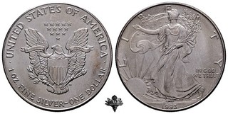 USA $1 one American Eagle dollar 1992 UNC FINE SILVER 999 OZ Silbermünze Bullion