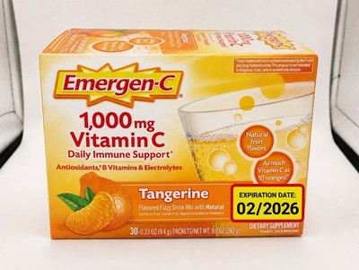Emergen-C Tangerine  Fizzy Drink Mix 30 Packets 1000mg Vitamin C Supplement new
