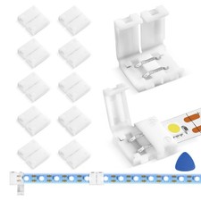 10-Packs 2-Pin 8mm LED Connectors, Unwired Gapless Solderless, Strip Light