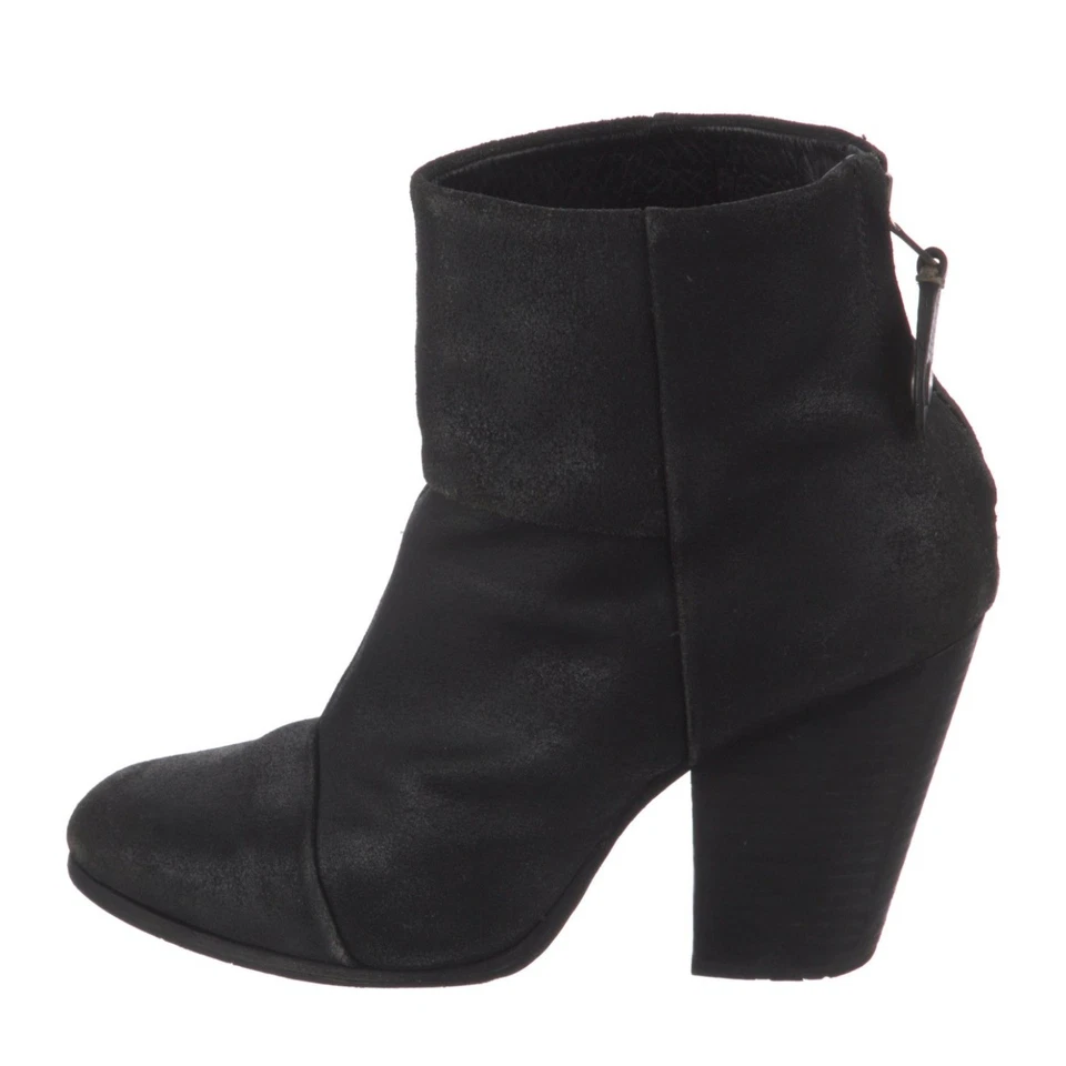 Botines al tobillo Rag & Bone Newbury de cuero negro para mujer 8 tacones cremallera celebridad Foto 3 de 4