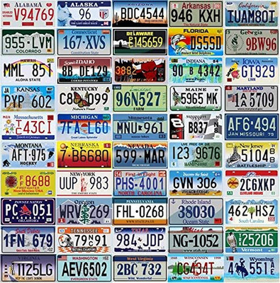 50 Decorative Metal License Plates - USA Wall Decor for Man Cave & Garage