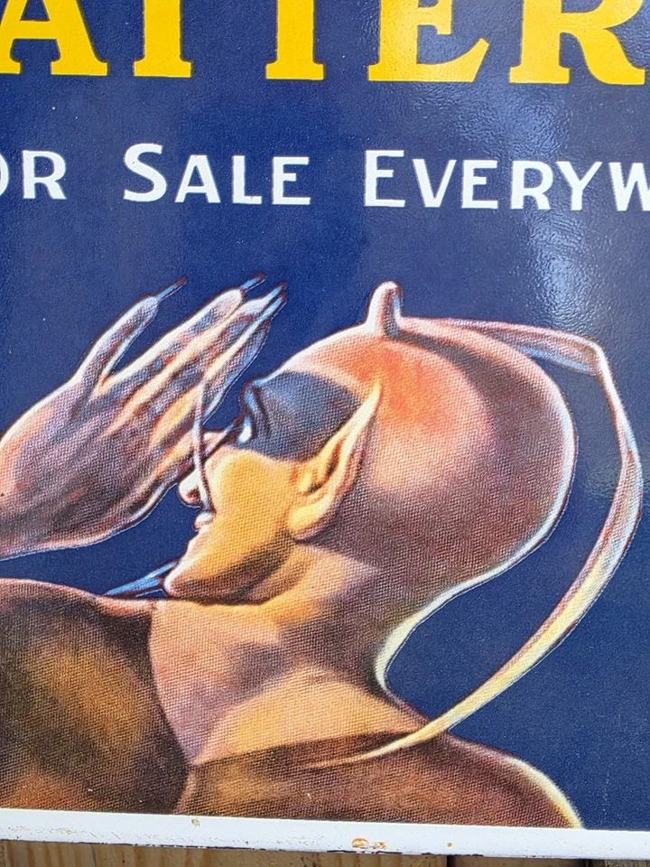 LETRERO PORCELANA PILAS COLUMBIA VINTAGE 16"x11" Foto 4 de 4