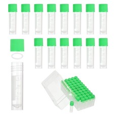 50 Pcs Plastic Vials, 2ml Cryogenic Vials Small Sample Test Tubes, Green