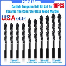 10Pcs Carbide Tungsten Drill Bit Set for Ceramic Tile Concrete Glass Wood Marble