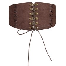 Women Wide-Plus Corset Belt Renaissance Faux Suede with Stretch Back Wasit Be...