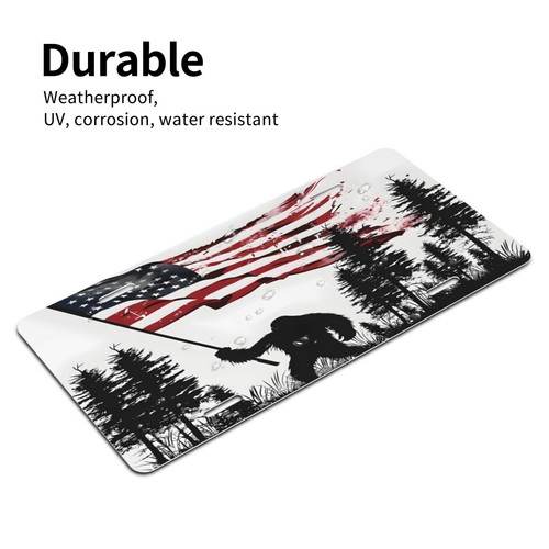 American Flag Bigfoot Aluminum Car Tag  RustFree Vanity Plate 6" x 12" - Bild 3 von 7