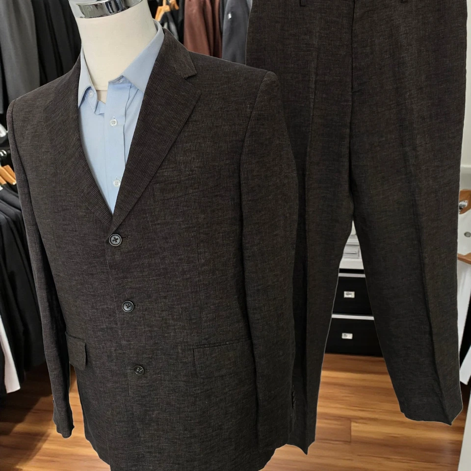 Коричневый льняной костюм 42r 34x32 от Banana Republic никогда не носился - Изображение 4 из 4