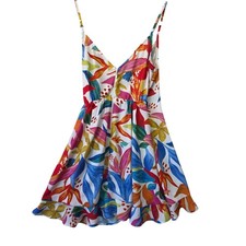 Show Me Your Mumu Say Jay Ruffle Dress Tropical Floral Mini Wrap Small