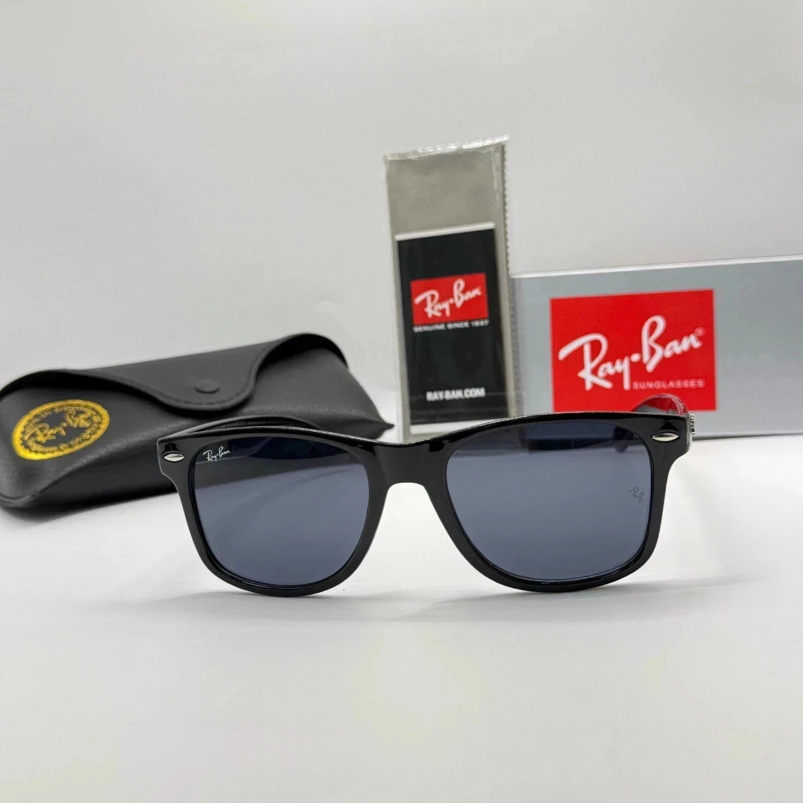 Ray-Ban 2140 Sunglasses, Black Frame, 56 mm, Dark Gray Resin Lenses-NEW
