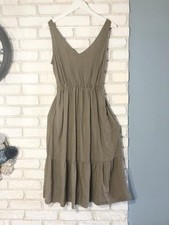 Women Nine West Dress Khaki Viscose M