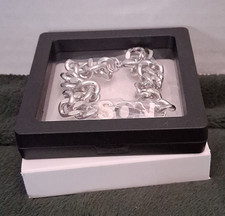 Silver Tone Cuban Link Chain Bracelet, Lobste...