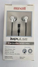 Maxell Impulse Wired Earbuds With Mic Extreme Bass Angled Secure Fit MA122019