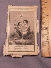 Antique Holy Prayer Card Victorian Lace Child Jesus Christian C17