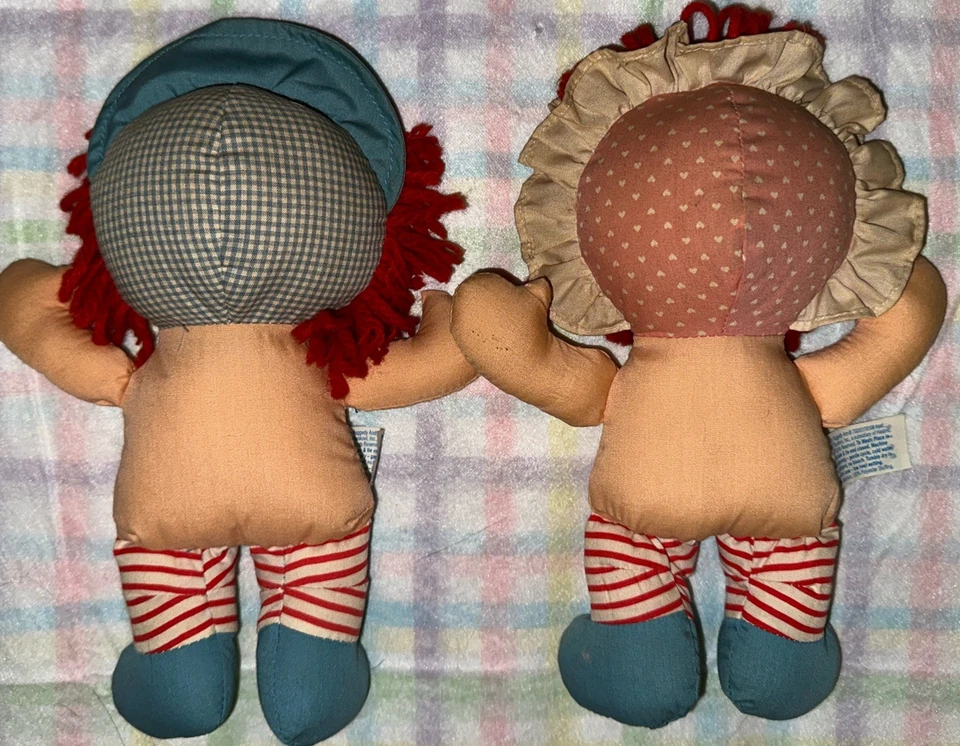Juego de muñecos de peluche vintage Playskool 1989 Baby Raggedy Ann & Andy de 9" Foto 4 de 4