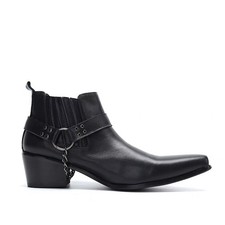 Mens Block Heel Leather Side Zip Ankle Short Boots Punk Western Formal Shoes