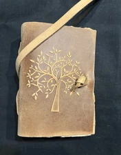 Handmade Tree Of Life Leather Journal Thick Brown W/ Antique Type Paper Pages