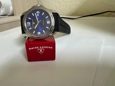 Swiss Legend  Automatic Blue dial black rubber band watch 42mm